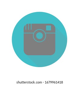 Camera line long shadow icon. Simple glyph, flat vector of web icons for ui and ux, website or mobile application