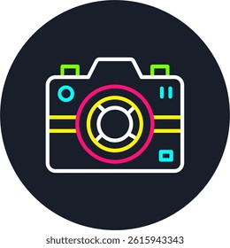 Camera Line Multi Colour Circle