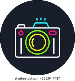 Camera Line Multi Colour Circle