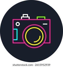 Camera Line Multi Colour Circle