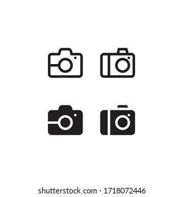 Camera line and solid icon style. Camera vector design concept, outline style pictogram on white background.