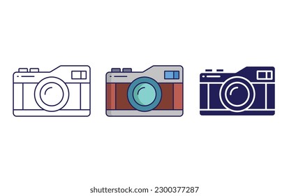 camera line and solid illustration icon