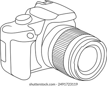 camera  line vector illustration isolated on white background