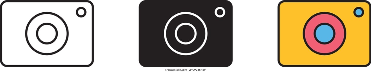 Camera lined, isolated and colored style icon. Vector illustration