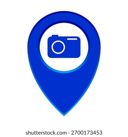 Camera location pin. Photography point Vector. Photo studio marker. Image shooting symbol.