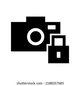 camera lock icon or logo isolated sign symbol vector illustration - high quality black style vector icons
