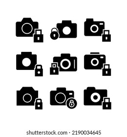 camera lock icon or logo isolated sign symbol vector illustration - Collection of high quality black style vector icons
