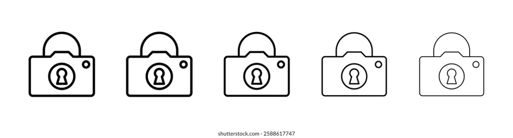 Camera lock icon Vector logo sign