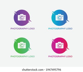Camera Logo. Abstract camera logo design, made of various geometric shapes in color.