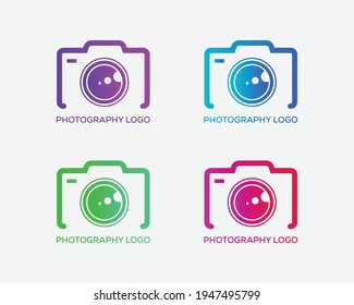 Camera Logo. Abstract camera logo design, made of various geometric shapes in color.