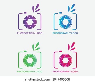 Camera Logo. Abstract camera logo design, made of various geometric shapes in color.