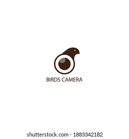camera logo bird illustration circle lens design vector