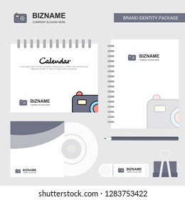 Camera Logo, Calendar Template, CD Cover, Diary and USB Brand Stationary Package Design Vector Template