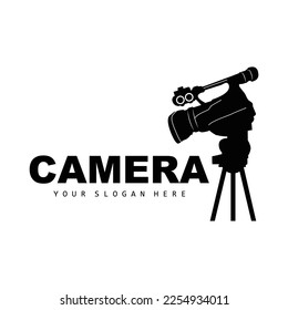 Camera Logo, Cameraman Design, Studio Camera And Photographer Vector, Template Icon