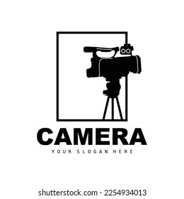 Camera Logo, Cameraman Design, Studio Camera And Photographer Vector, Template Icon