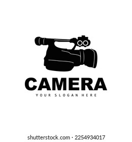 Camera Logo, Cameraman Design, Studio Camera And Photographer Vector, Template Icon