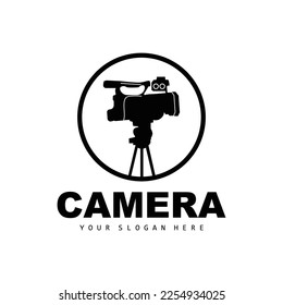 Camera Logo, Cameraman Design, Studio Camera And Photographer Vector, Template Icon