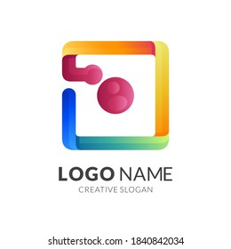 diseño del logotipo de la cámara con un estilo de color 3d