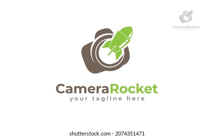 Camera logo design combined with rocket. vector