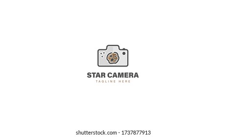 Camera logo design combined star and space. vector