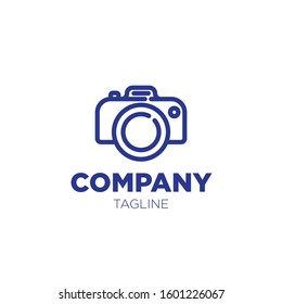Camera Logo Design Minimalist Template; Flat Outline Camera Logo