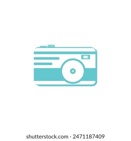 Camera logo, design on white background.