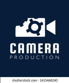 Camera logo design suitable for movie and video production company. White on dark logo concept, can be used for intro. 