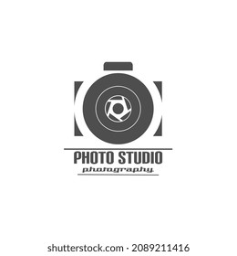 camera logo design vector, with photographing lens, photo studio icon, photography, etc