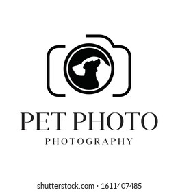 Camera logo with dog Silhouette rings for pet photography business