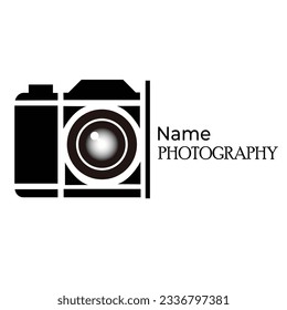 Logo de cámara, ilustración vectorial de icono de cámara, lentes y juego de fotos. Logo de la fotografía.