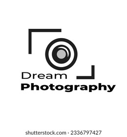 Logo de cámara, ilustración vectorial de icono de cámara, lentes y juego de fotos. Logo de la fotografía.