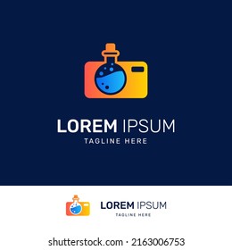 Camera logo and laboratory bottle. Perfect for photography and research-relevant businesses