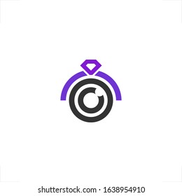 Camera logo lens circles design diamond ring