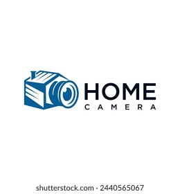 Camera logo with a modern design style and an abstract house shape for the real estate photography industry.