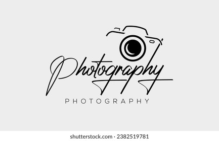 camera logo, modern photography signature logo icon vector