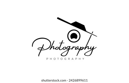 camera logo, modern photography signature logo icon vector