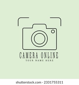 camera logo with an outline image, suitable for use as a photo video logo, wedding photo
