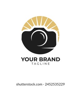 The camera logo with a sun element embodies a sense of creativity and warmth, ideal for a photography business that captures vibrant and lively moments