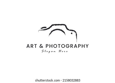 Camera logo template for art and photography agency vector illustration.