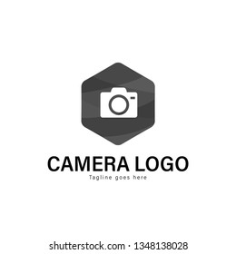 Camera logo template design. Camera logo with modern frame isolated on white background