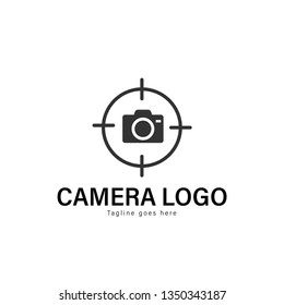 Camera logo template design. Camera logo with modern frame isolated on white background
