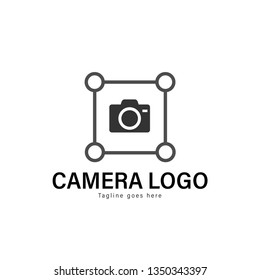 Camera logo template design. Camera logo with modern frame isolated on white background