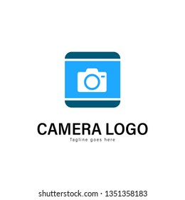 Camera logo template design. Camera logo with modern frame isolated on white background