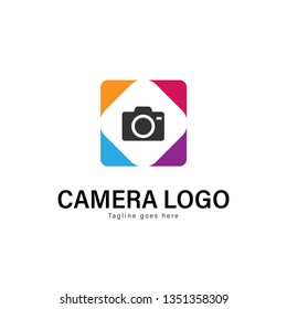 Camera logo template design. Camera logo with modern frame isolated on white background