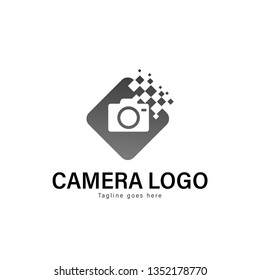 Camera logo template design. Camera logo with modern frame isolated on white background