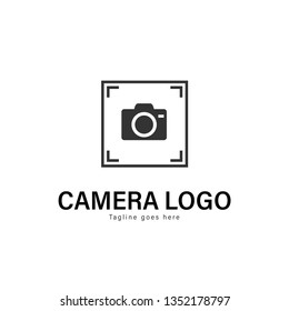 Camera logo template design. Camera logo with modern frame isolated on white background