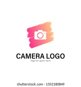 Camera logo template design. Camera logo with modern frame isolated on white background