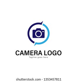 Camera logo template design. Camera logo with modern frame isolated on white background