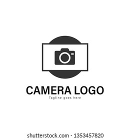 Camera logo template design. Camera logo with modern frame isolated on white background