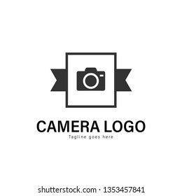 Camera logo template design. Camera logo with modern frame isolated on white background
